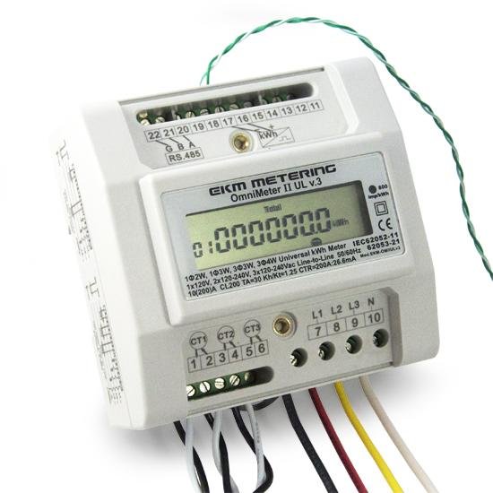 EKM-Omnimeter II UL v.3 – Universal Smart Meter, Single Phase or 3-Phase, 120 to 240V, 50/60Hz, up to 5000 Amps