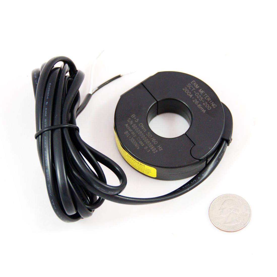 Split-core CT, 200A, 200A:26.6mA, 25mm (0.98") Hole Diameter, SCT-025-200UL